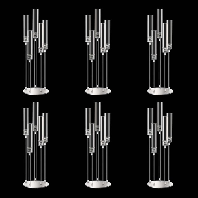 35inch 6pcs Acrylic Candelabra Centerpieces for Tables 5 Arms Wedding centerpieces for Decorations