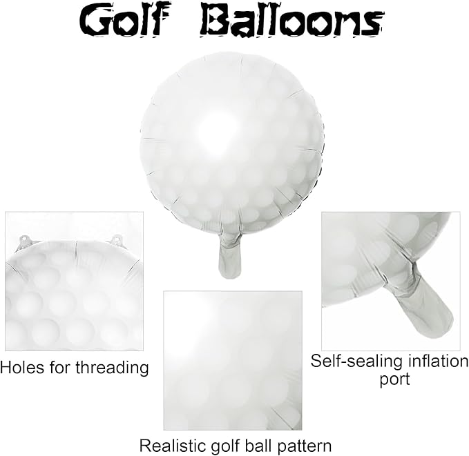 9PCS Golf Balloons - 18Inch Sports Aluminum Foil Balloons for Golf Themed Party Hole In One Birthday Sports Graduation Party Supplies