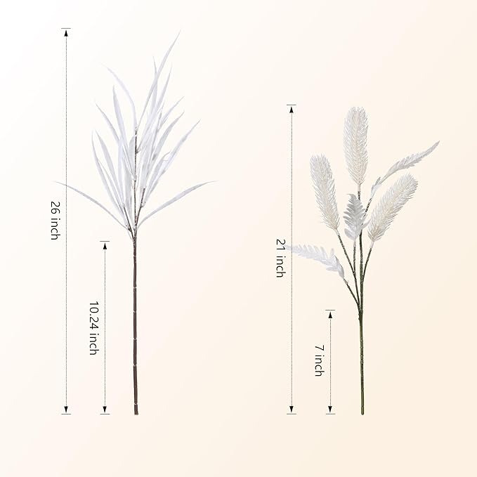 7 PCS Christmas Stems for Vases, 26 in Faux Stems Fake Plants Winter Stem Greenery Branches Fake Leaves Faux Foliage for DIY Craft Garland Home Kitchen Office Indoor Centerpiece Table Decor, White