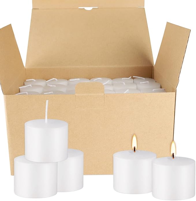 72-Piece Premium White Pillar Candle Set – 10-Hour Burn Time – Perfect for Weddings, Churches, Home Decor & Special Events