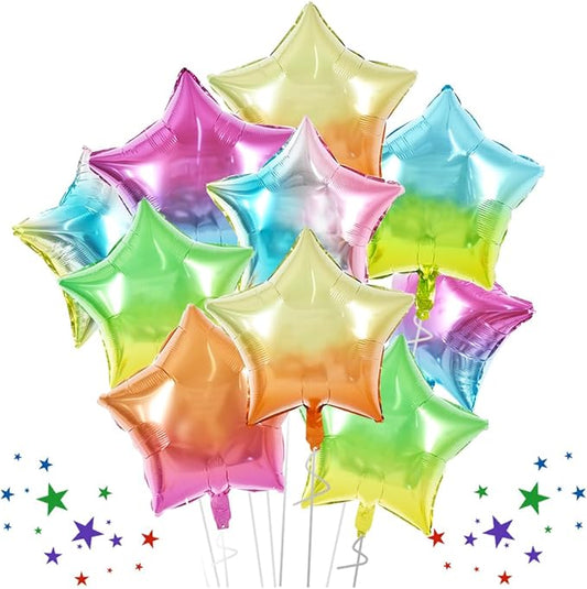 TONIFUL 30Pcs 18 Inch Large Colorful Star Shape Foil Balloons Big Gradient Stars Helium Mylar Ballons for Birthday Wedding Baby Shower Anniversary Engagement Party Decorations Supplies