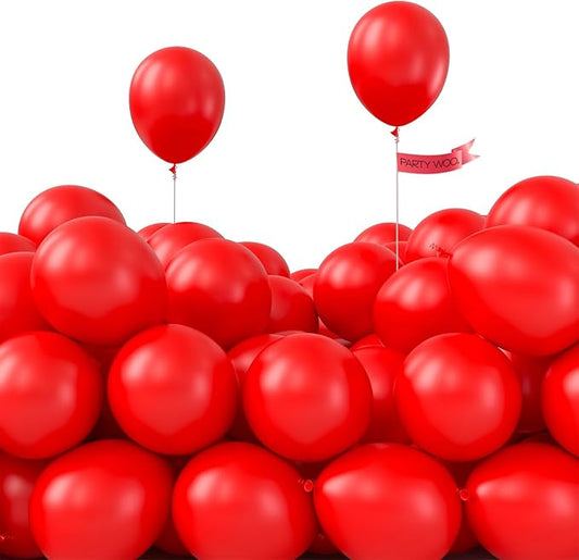PartyWoo Red Balloons 50 pcs 5 Inch Small Mini Matte Red Latex Balloons for Graduation Wedding Independence Day Valentine's Day Memorial Day Christmas Engagement Birthday Party Decorations Red-Y57
