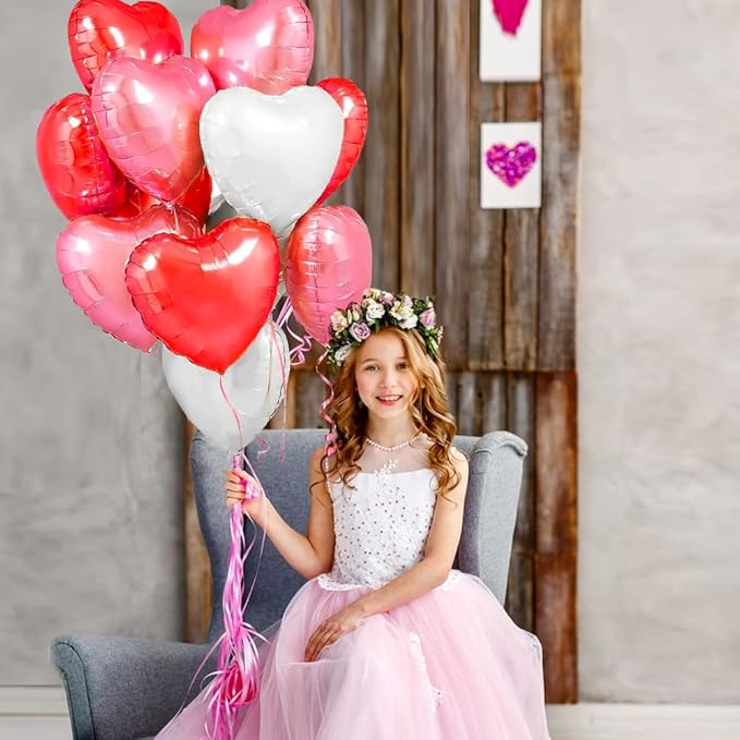Heart Foil Balloons for Valentine's Day Decorations, 'I Love You' Balloons, Romantic Decorations for Special Night (18 inch)