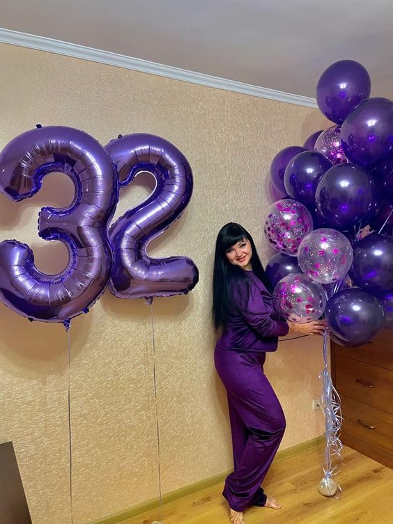10 Balloon Number, Purple Number 10th Birthday Balloons 40 Inch, 10 Years Old Purple Birthday Decorations for Boys Girls, 10th Anniversary Decorations