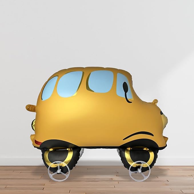 Walking School Bus Balloons, Self-Standing Large School Bus Foil Balloons for Classroom Welcome Back to School Decorations Large Aluminum Foil Balloon Set First Day of School Party