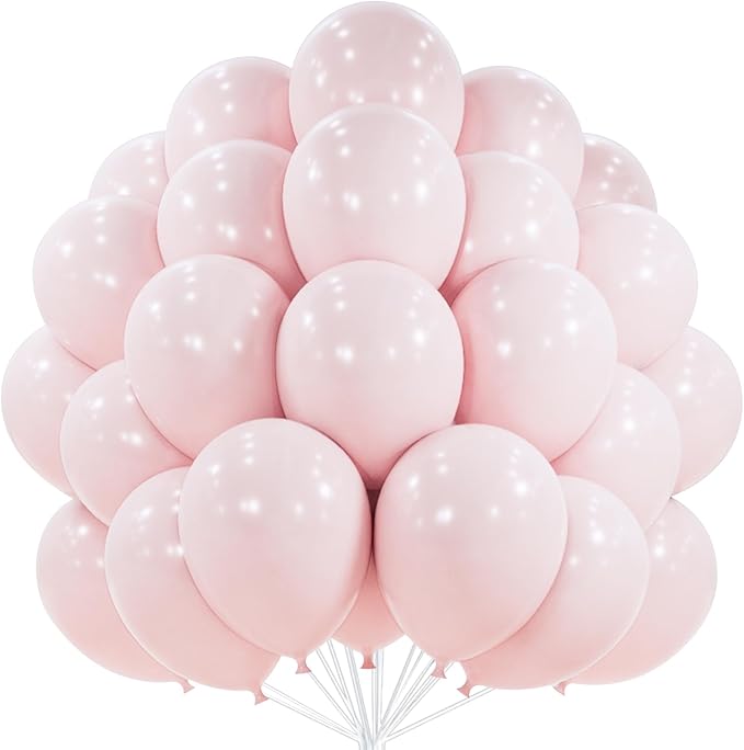PartyWoo Pale Pink Balloons 100pcs 12 Inch Light Pastel Baby Pink Latex Helium Balloons for Birthday Engagement Bachelorette Baby Shower Easter Princess Butterfly Theme Party Decorations Pink-Q01