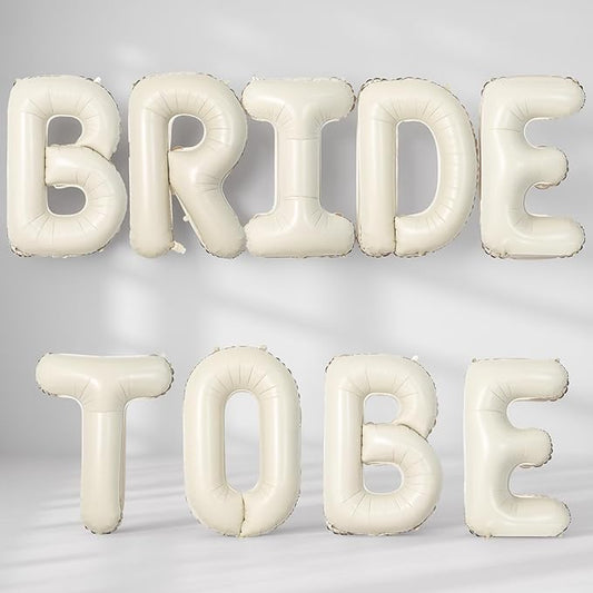 40 Inch Beige BRIDE TO BE Foil Balloons, Gaint Cream Bride Balloon Bachelorette Party Decorations, Large Ivory BRIDE TO BE Mylar Balloon Letter Banner for Engagement Bridal Shower Sign Hen Party Decor