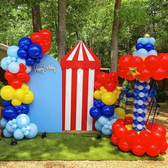 Carnival Circus Balloon Kit, 60PCS 12 Inches Red Yellow Blue Balloons Carnival Helium Balloon with Confetti Latex Balloons for Kids Boys Baby Shower Birthday Party Decoration Supplies
