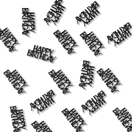 Black Happy Birthday Confetti Birthday Party Decorations Glitter Table Scatters for Adult Birthday Anniversary DIY Crafts Party Supplies 100PC