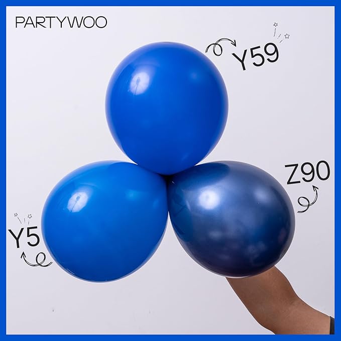PartyWoo Royal Blue Balloons 101pcs of 12 Inch Dark Blue Latex Balloons for Wedding Baby Shower Gender Reveal Anniversary Graduation Under The Sea Men Birthday Bachelorette Party Decorations Blue-Y5