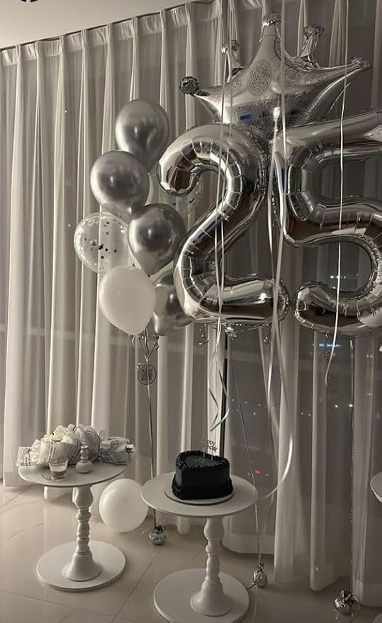 Silver Number 5 Balloon 40 Inch, 5th Birthday Party Decorations for Children, Giant 5 Foil Balloon for Party Supplies