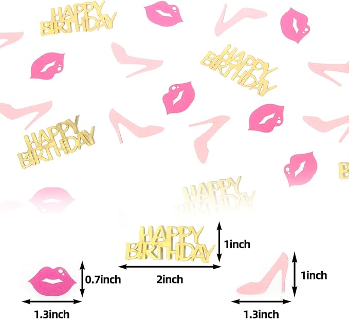 Girl Happy birthday confetti high heels and lips confetti for woman birthday party table decorations