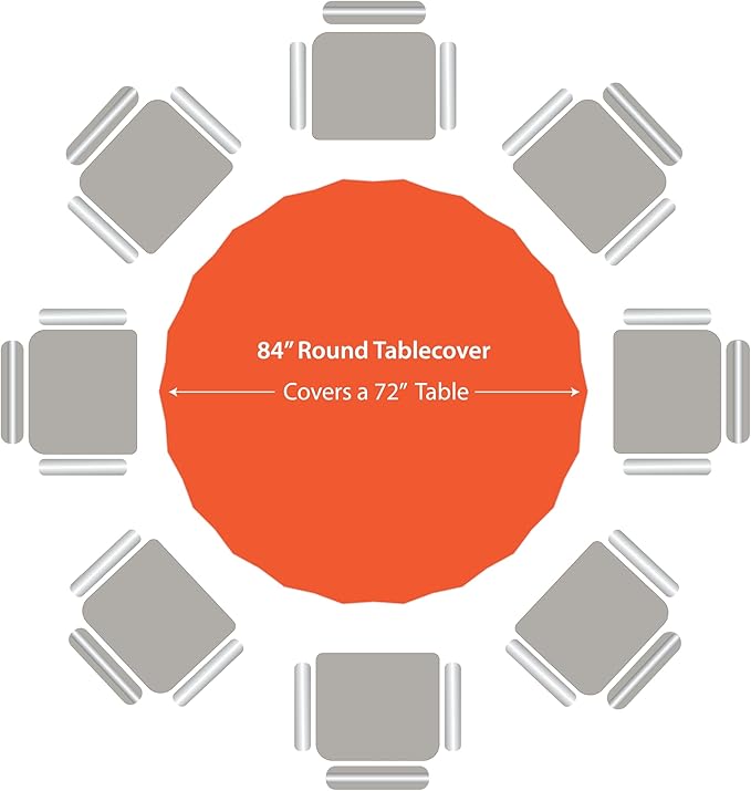 Party Dimensions Orange Tablecloths - Plastic for Round Tables, 84" (12 Pack) Premium Disposable Table Covers for Parties & Weddings, Indoors/Outdoors