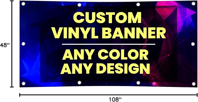 Personalized Custom Vinyl Banner Printing Indoor or Outdoor use Printed Business Event Birthday Party Large Custom Vinyl banner for Party Decoration Factory of Stickers (4'x9')