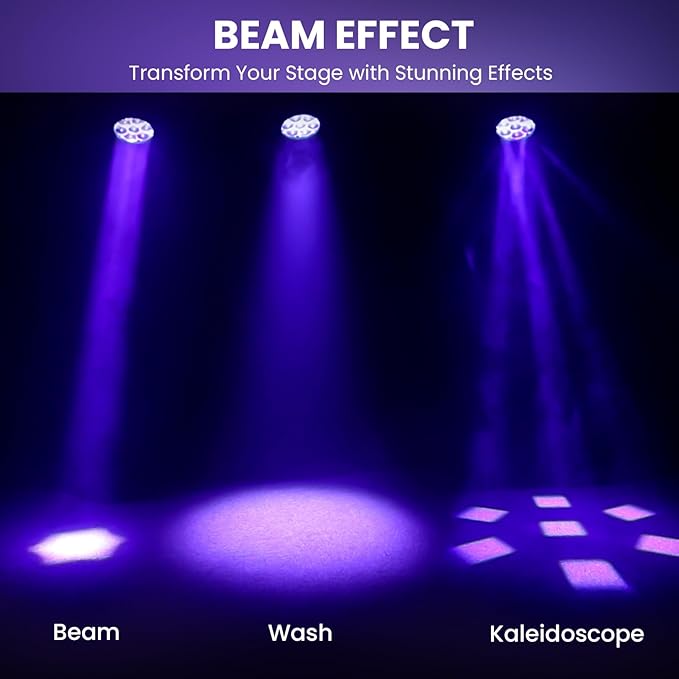 Big Dipper 7x40W LED Moving Head Light, 4-in-1 Bee Eye RGBW DJ Light for Party, Stage Lighting with Sound Activated/Auto/DMX512 Control, Stage Spotlight Uplight for Events Church Wedding(2)