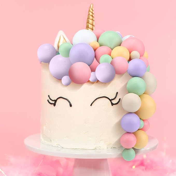 108 Pcs Balls Cake Topper DIY Cupcake Insert Foam Balloons for Cake Baking Wedding Anniversary Birthday Decoration(Vivid Colors,Multi Sizes)