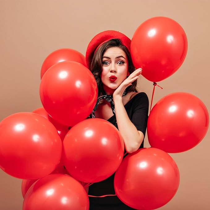 Red Balloons Red Birthday Decorations 100 Pack 12 inch Round Latex Balloons for Wedding Anniversary Birthday Valentine's 4th of July Independence Memorial Day Patriotic Party Decorations