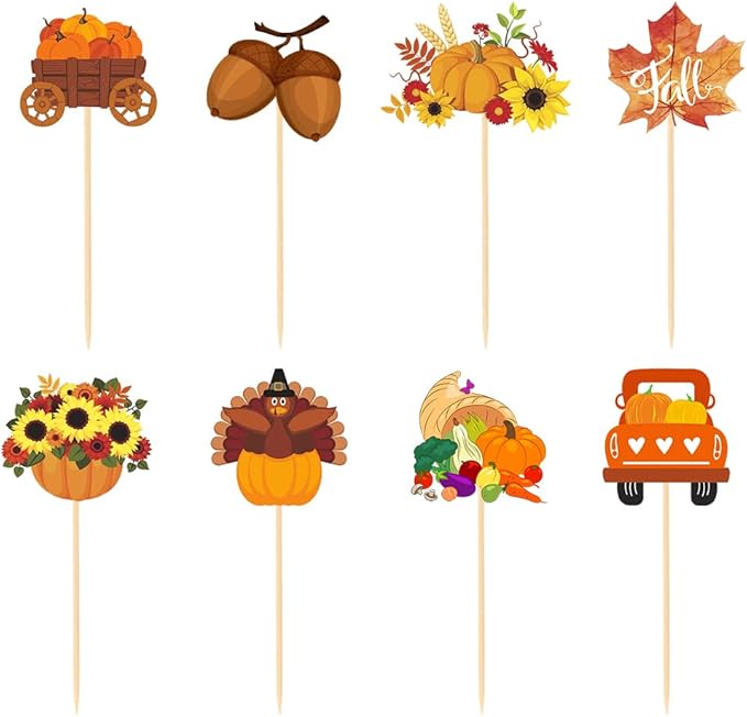Autumn Birthday Party Decorations,Pumpkin Maple Sunflower Turkey Harvest Farm party supplies Favors,Fall Happy Birthday Banner,Thanksgiving Party Banner,Autumn Party Cake Topper