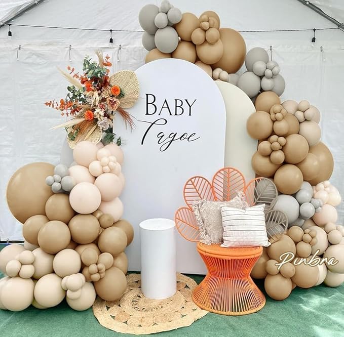 Neutral Balloon Boho Nude Double Stuffed Beige Cream Tan Balloons Garland Blush Ivory White Sand Latex Arch Kit for Baby Shower Gender Reveal Bridal Shower Birthday Wedding Party Decorations