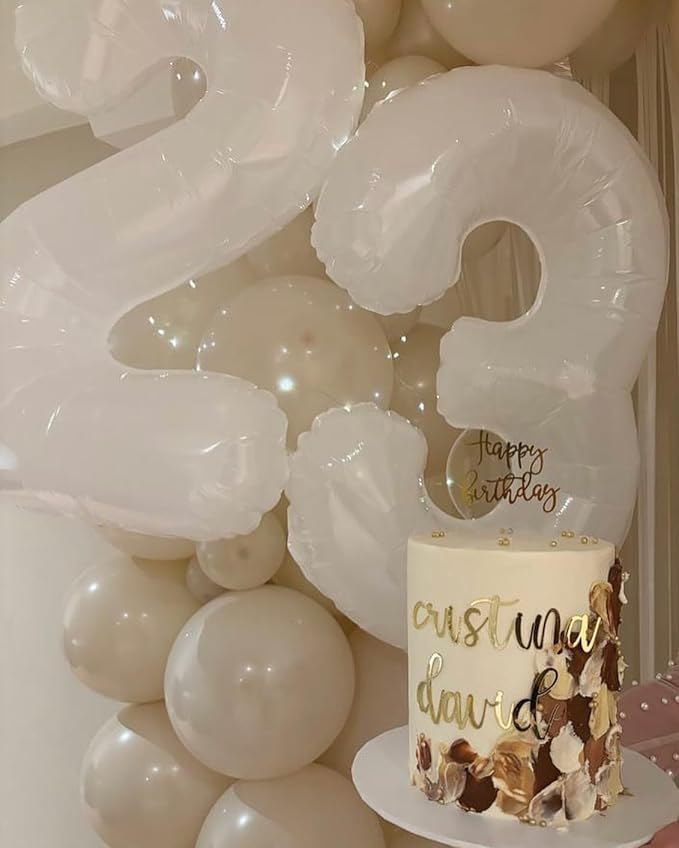 White Number 4 Balloon 40 Inch, 4th Birthday Party Decorations for Children, Giant 4 Foil Balloon for Party Supplies