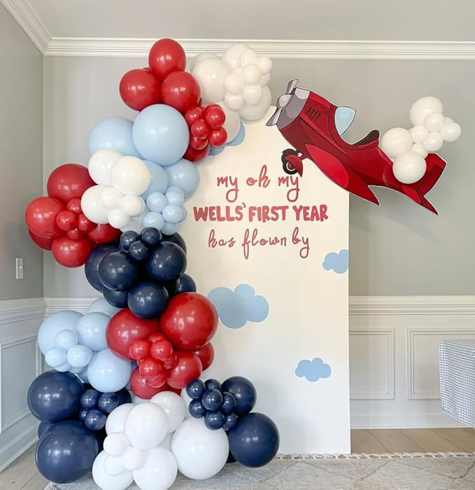 Red Blue White Balloons, 60 PCS 12 inch Navy Light Blue Red and White Balloons for Baseball Birthday Party Britain Sporting Patriotic Labor Memorial Day 4th of July Independence Day Decorations