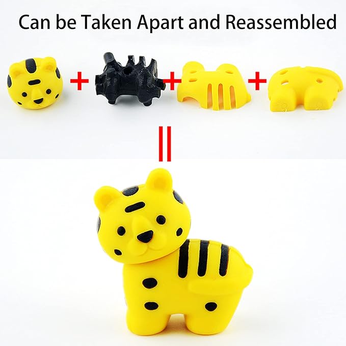 110Pcs Animal Erasers Kids Desk Pets Pencil Erasers 3D Puzzle Eraser Bulk Mini Animal Food Toys Fun Cute Eraser for Classroom Rewards, Game Prizes, Treasure Box, Easter Egg Fillers