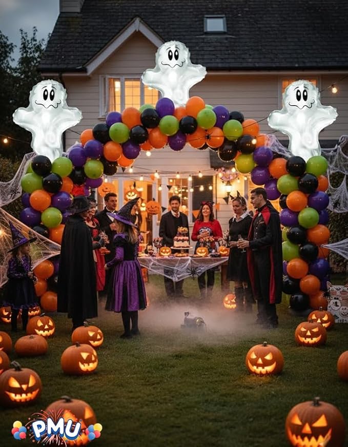 PMU 10 Pc Halloween Flying Ghost 24 Inch Mylar-Foil Balloon