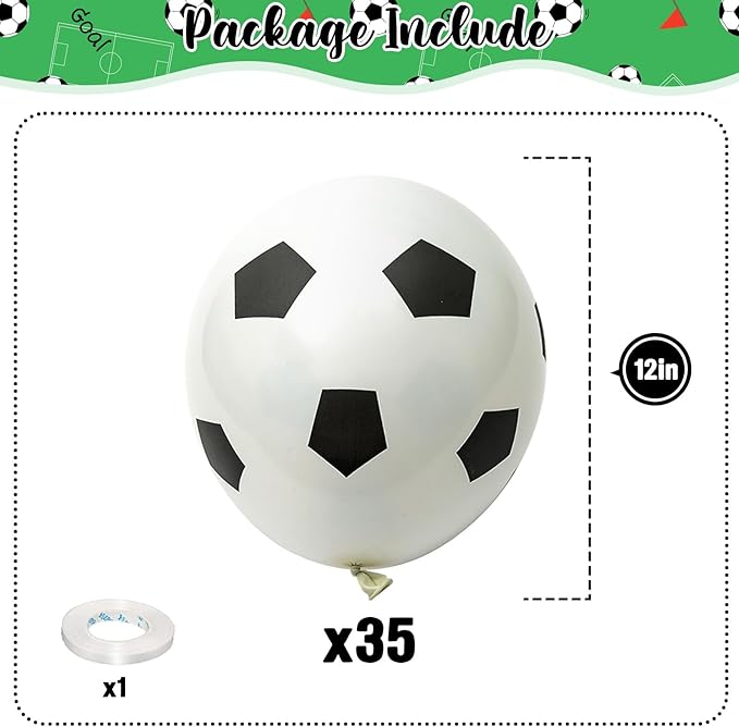 35 Pcs Soccer Ball Balloons, Black White Soccer Birthday Latex Balloons for Boys, Soccer Party Decorations Supplies for Kids Children Football Lover Sport Theme Birthday Baby Shower Party Decor