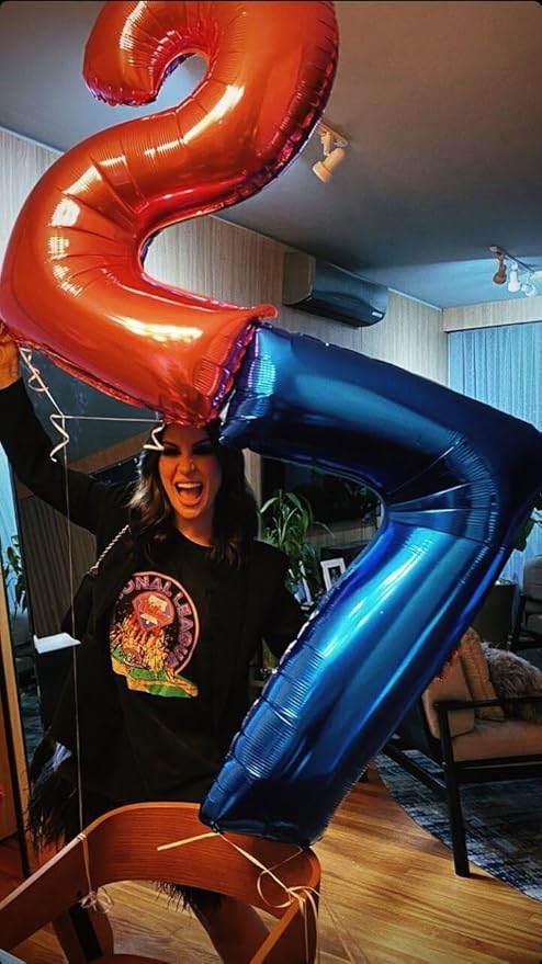 Digital Number 7 Night Blue Birthday Balloon 40 Inch, Foil Balloons for 7 17 27 70 77 Party Decorations Supplies, Night Blue Mylar Numbers Balloon for Seven Wedding Anniversary