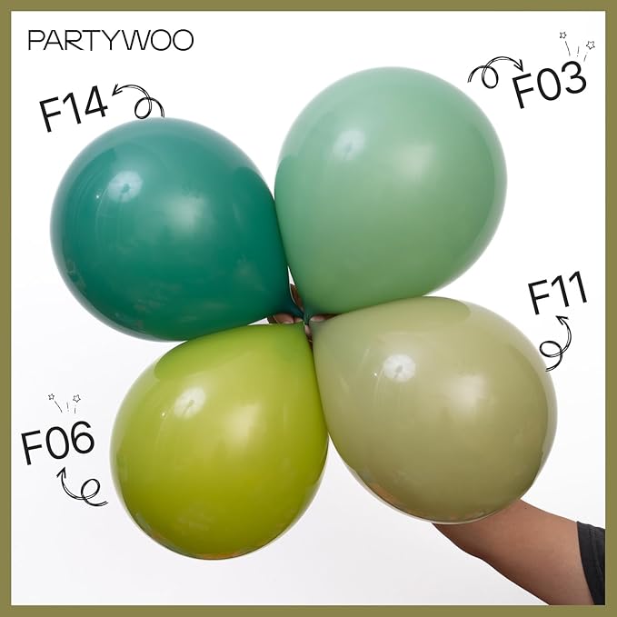 PartyWoo Sage Green Balloons 50 pcs 5 Inch Small Mini Matte Sage Olive Green Boho Neutral Eucalyptus Latex Balloons for Wedding Baby Shower Gender Reveal Birthday Party Decorations Green-F11