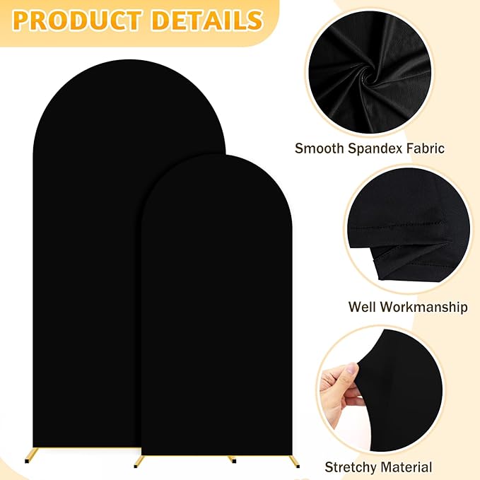 Set of 2 Backdrop Stand Cover Metal Arch with Cover Black Arch Covers 6&7.2ft Wedding Arched with Covers Metal Arches Backdrops Stand for Wedding Banquet Ceremony Reception Decor