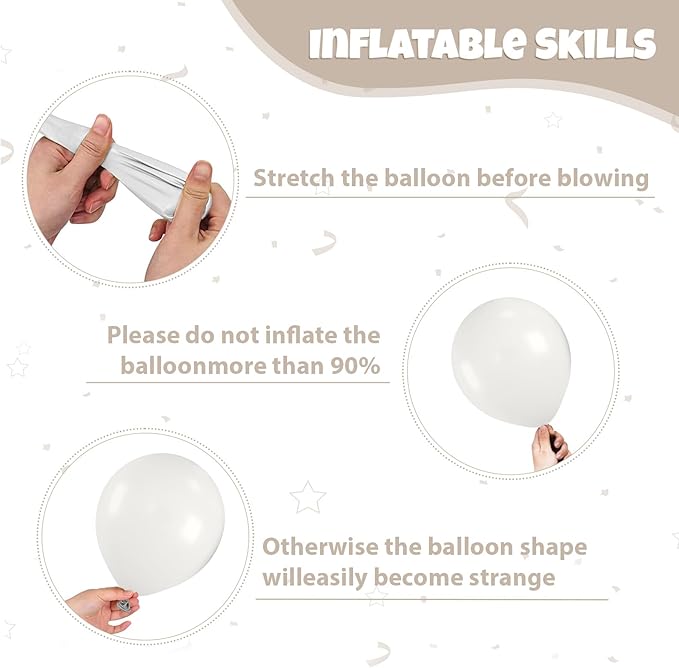 Beige White Pearl Balloons, 50PCS Nude Metallic Champagne Gold Cream White Double Stuffed Balloon Neutral Ballons for Birthday Boho Wedding Anniversary Engagement Party Decoration