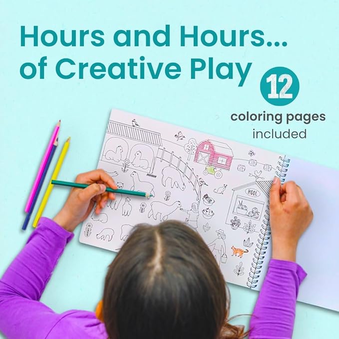 Cupkin Farm Animal Sticker Book Activity for Kids, Toddler Airplane Travel Essentials, 500+ Horse Stickers for Kids + 12 Scenes + 12 Coloring Book Pages, Cow Lover Children's Gift, Crafts Ages 2-8