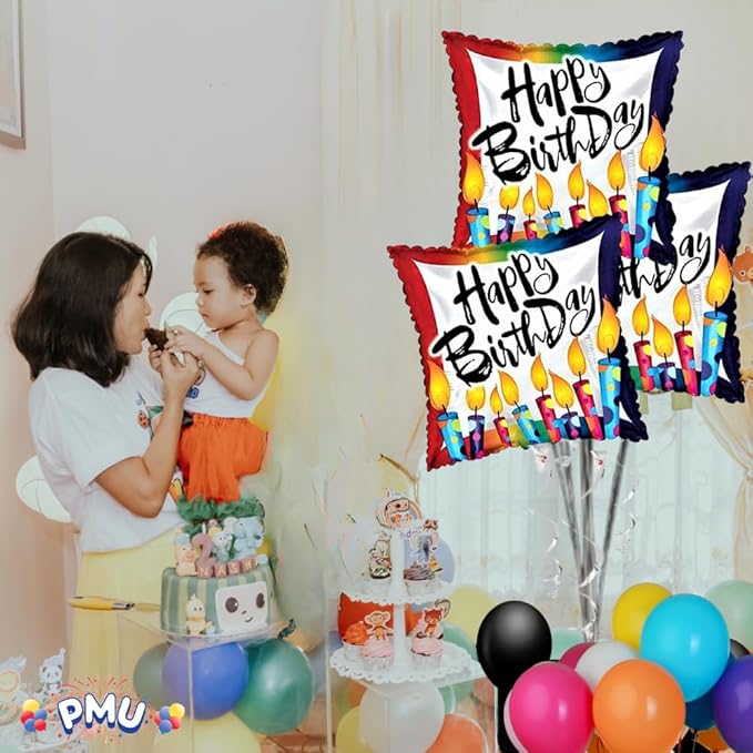 PMU Happy Birthday Polka Dot Candles 18 Inch Mylar-Foil Balloon Pkg/10
