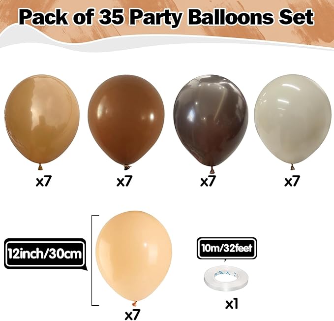 Brown Balloons Set 12 Inch Retro Brown Khaki Cream Balloons Mocha Cocoa Coffee Tan Sand White Apricot Beige Nude Balloon for Neutral Bear Bridal Baby Shower Birthday Fall Autumn Party Decorations
