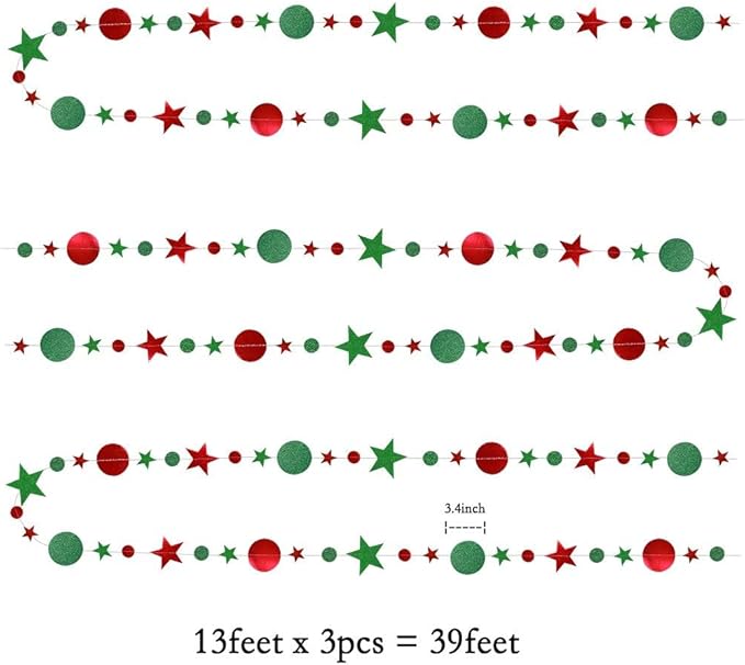 Decor365 Glitter Christmas Party Decorations Hanging Christmas Decoration Ugly Sweater Red Green Garlands Xmas Tree Star Streamer Photobooth Backdrop Office Classroom Birthday Party Decor