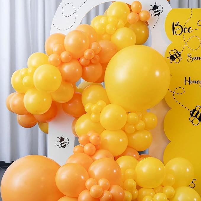 Paready Yellow and Gold Balloon Set - 50Pcs 12 Inch Metallic Gold Confetti and Light Lemon Latex Balloons for Baby Shower, Bee Party, Sunflower Fall Birthday Decorations