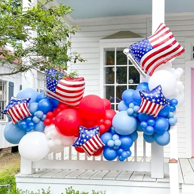 Red Blue White Balloons, 60 PCS 12 inch Navy Light Blue Red and White Balloons for Baseball Birthday Party Britain Sporting Patriotic Labor Memorial Day 4th of July Independence Day Decorations