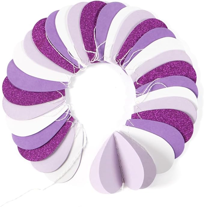 Purple White Lavender Party-Decorations Heart-Garland - 39Ft 3D Women Girl Birthday Supplies Hanging Paper Streamers Banner,Baby Bridal Shower Wedding Engagement Bachelorette Graduation Decor Ouruola