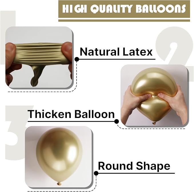 PartyWoo Metallic Gold Balloons 50pcs 5 Inch Chrome Gold Latex Balloons for Birthday Graduation Baby Shower Anniversary Wedding Bachelorette Christmas New Year Tea Party Decorations Gold-G128