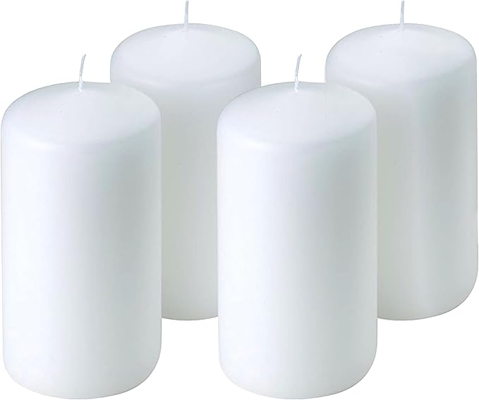 Unscented Pillar Candles - Set of 4 Vanilla Candles - 3x6 Slow Burning Candles for Weddings & Table Centerpieces - Large Pillar Candles, PARNOO