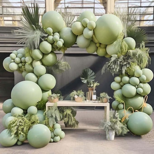 Dusty Green Balloons Different Sizes - Double Stuffed Light Olive Mist Green Balloon Arch Garland Kit for Baby Shower Neutral Birthday Bridal Fall Christmas Party Decoration