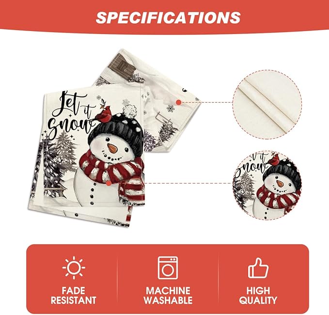 Artoid Mode Xmas Trees Let It Snow Black Snowman Christmas Table Runner, Seasonal Winter Holiday Kitchen Dining Table Decoration for Home Party Decor 13x108 Inch