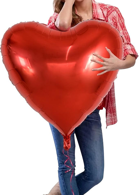 TONIFUL 6Pcs 32 Inch Red Heart Balloons Valentine’s Day Heart Shape Foil Mylar Balloons Decoration for Romantic Valentine's Day Wedding Bridal Shower Anniversary Engagement Party Supplies