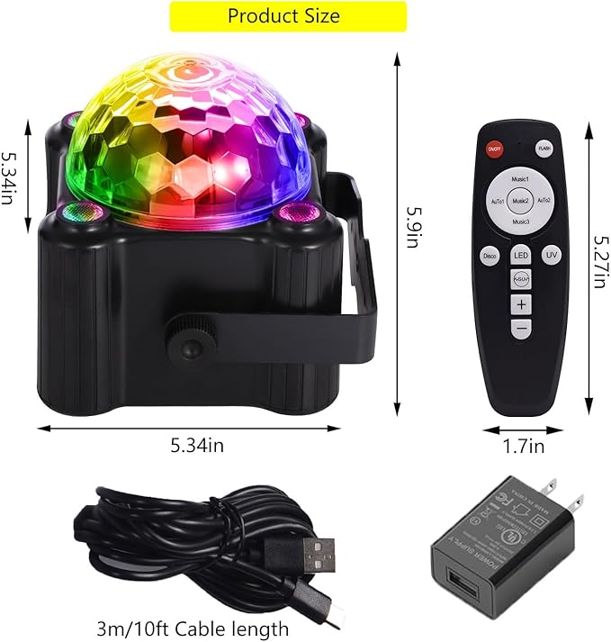 Party Lights Disco Ball Light,Dj Disco Light Sound Activated LED Light 6 Colors for Home Room Dance Parties Birthday Karaoke Halloween Christmas Wedding Show Club Decorations