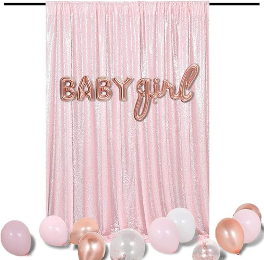 Pink Sequin Backdrop 10FTx10FT 1 Panel Sequin Wall Backdrop Curtain Glitter Background Drapes for Photography Weddings Showers Parties Birthday Easter Valentine's Day