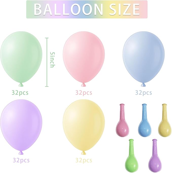 Pastel Balloons Latex Pastel Birthday Decorations 160 Pack 5 inch Round Helium Multicolor Macaron Rainbow Decor for Birthday Rainbow Party Baby Shower Wedding Easter Balloons Decorations