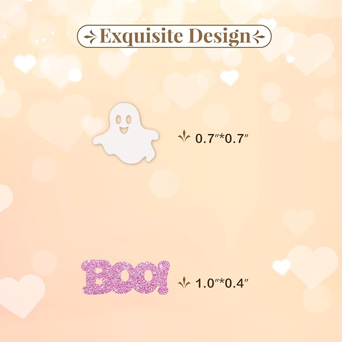 120pcs Baby Boo Confetti, Ghost Paper Scatter, White&Pink Glitter Little Boo Table Scatter for Girl, Halloween Theme Baby Shower/First Birthday Party Decoration