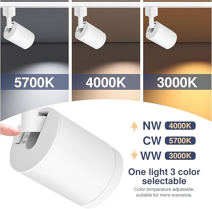 10W LED Black Track Lighting Heads, J Type Track Lighting Rail Ceiling Spotlight for Accent Task Wall Art Exhibition Lighting, and Wall Art Display Illumination 3000K-5700K, CRI90+ (6-Pack