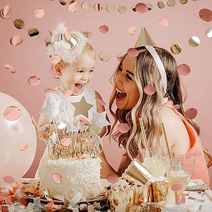 Rose Gold Confetti 5000 Pieces 1 Inch Table Confetti Glitter Dots for Wedding Baby Shower Birthday Party Table Decorations(1.76 OZ)
